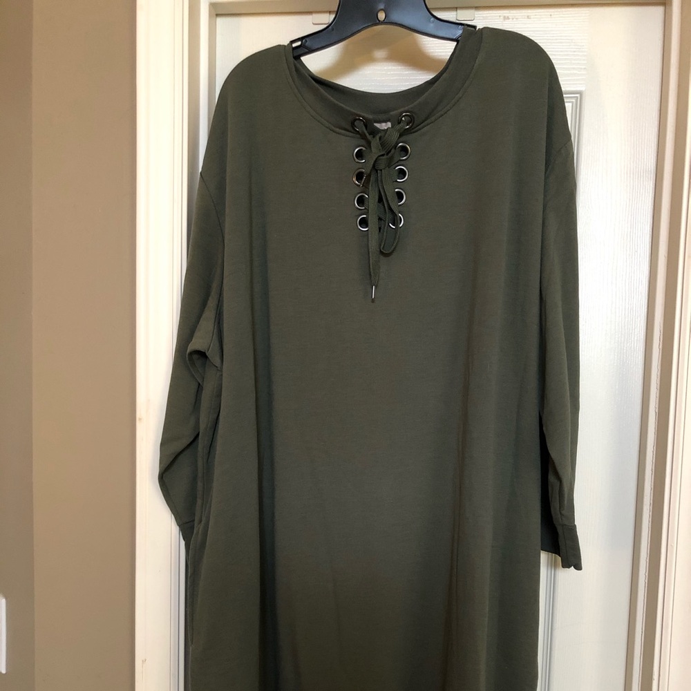 NWOT Woman Within 26/28 olive green dress